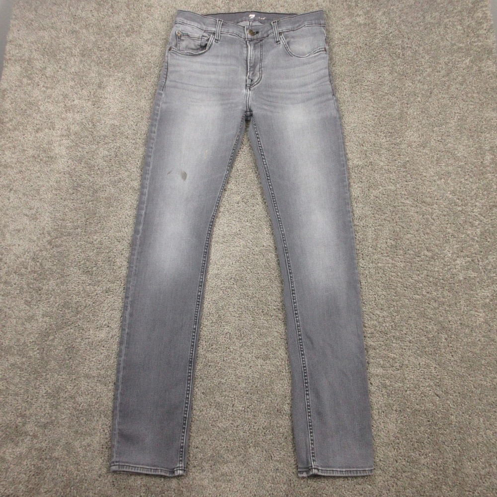7 For‎ All Mankind Jeans Mens 30x32 Gray Paxtyn Skinny Faded Whisker Denim Pants